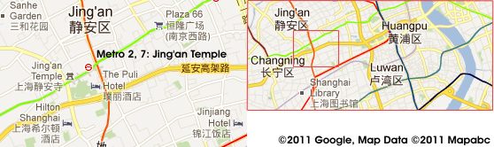 Karte Shanghai Jing'an Tempel